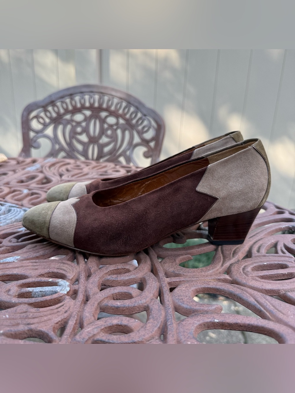 Fratelli Rosetti Vintage Suede Patchwork pump heels 36.5